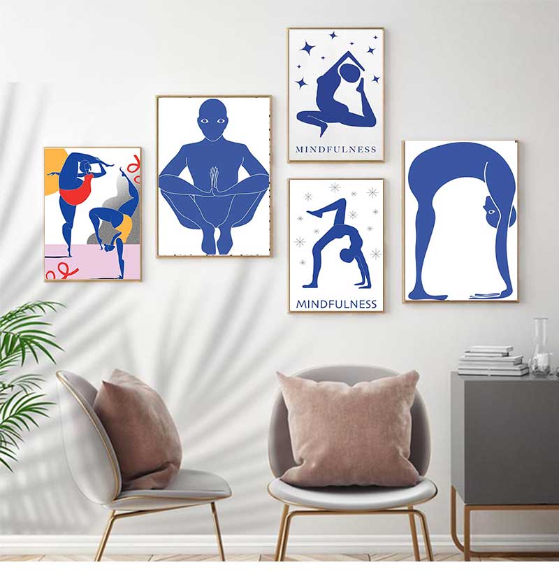 Home Gym Minimalist - Plakat Abstrakcyjny Joga Pozycja Siłownia Domowa