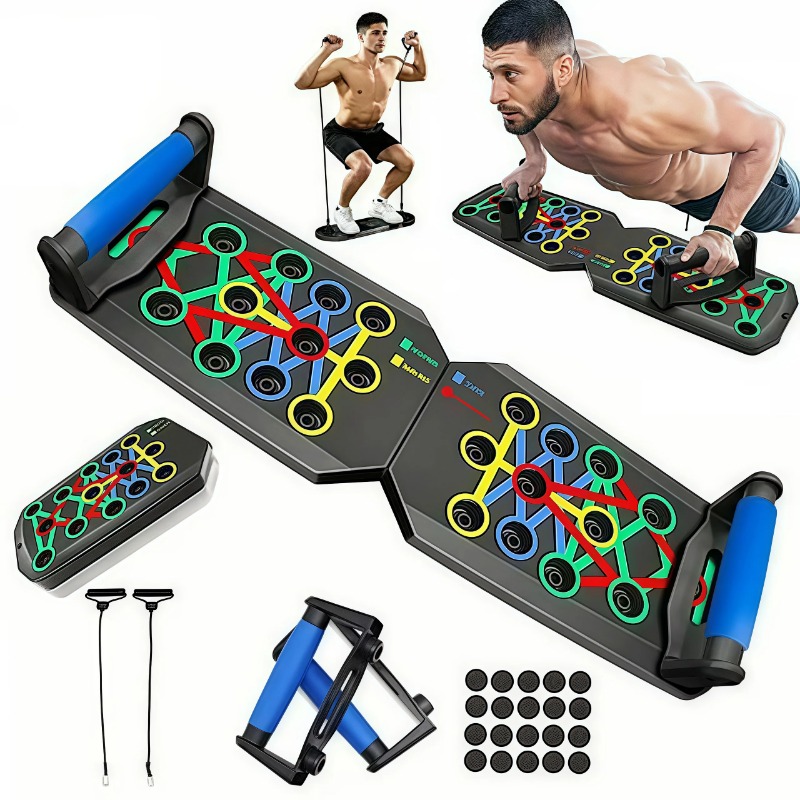 Home Gym System - Składana deska do pompek z taśmami